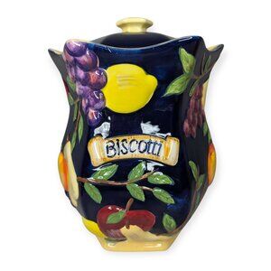 Nonni's Biscotti Hand Painted Ceramic Jar w/Sealed Fitted Lid 11" Tall